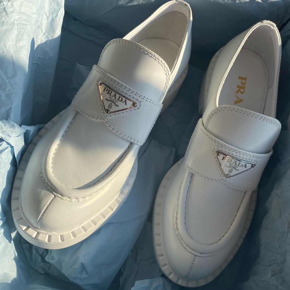 Prada Chocolate brushed leather in white